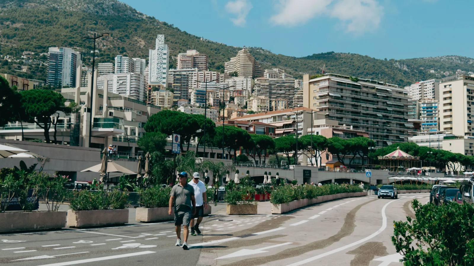 Office buildings in the business district of Monaco seen from the street in daylight