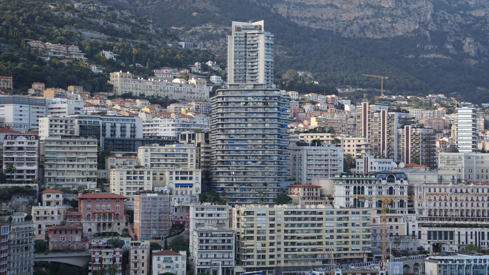 Office buildings in the administrative quarter of Monaco seen from street level in daylight