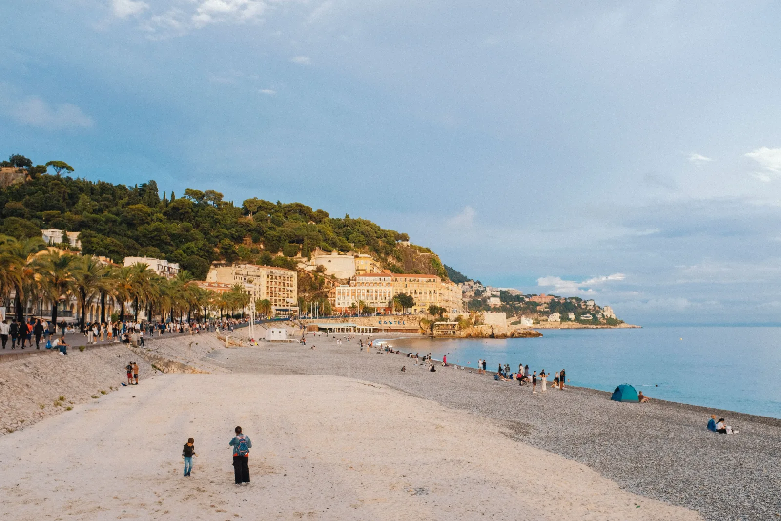 The Riviera coastline in early morning light seen from the shore