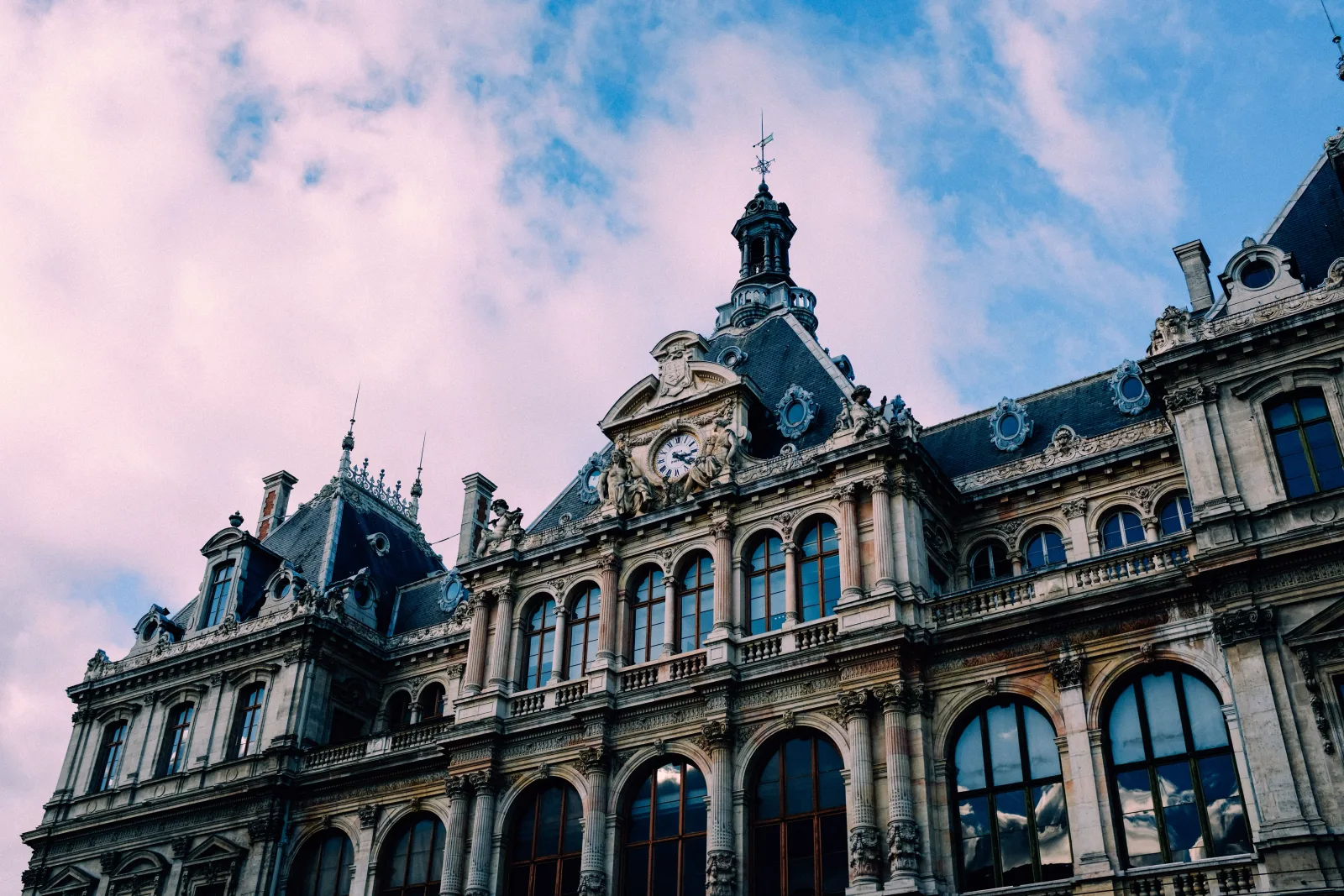 Facade of an administrative building photographed in morning light