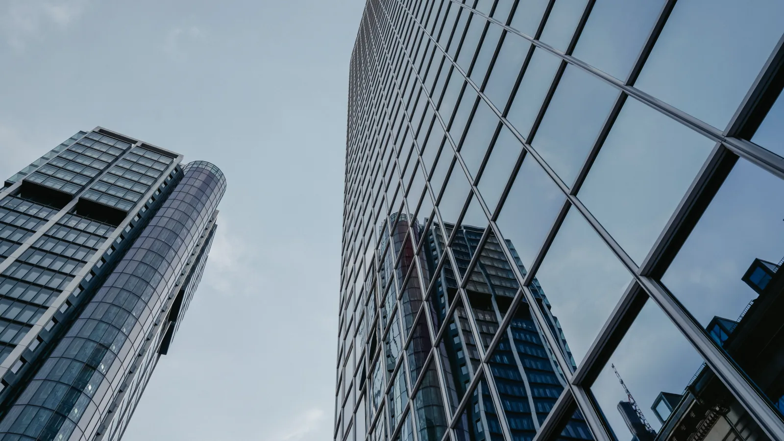 Office buildings's business district seen from street level in daylight